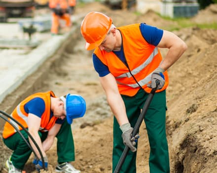 City crew working on road